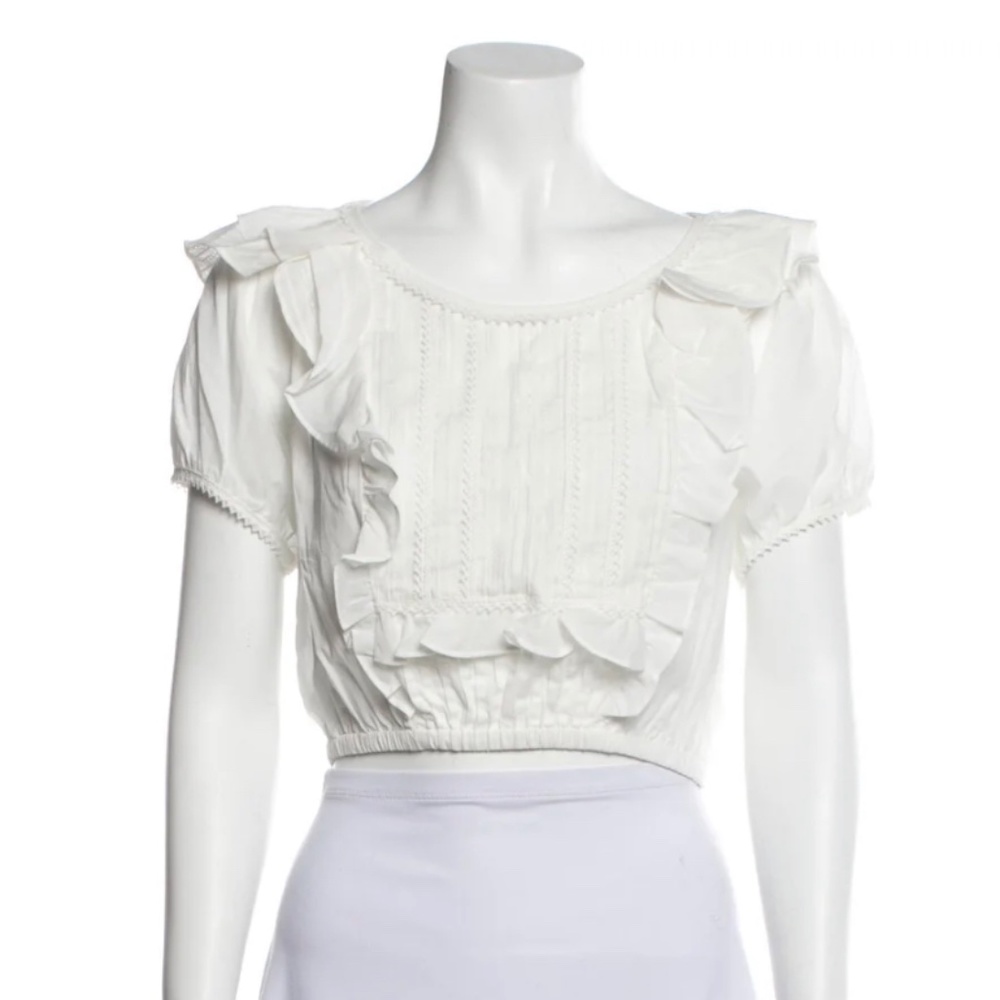 NWT For Love and Lemons White Cropped Top Size S